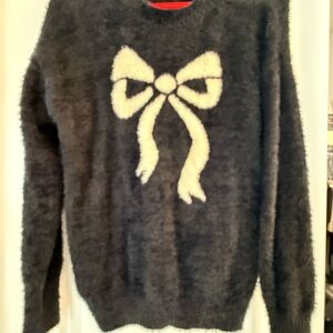 Elegant Black and Cream Bow Sweater